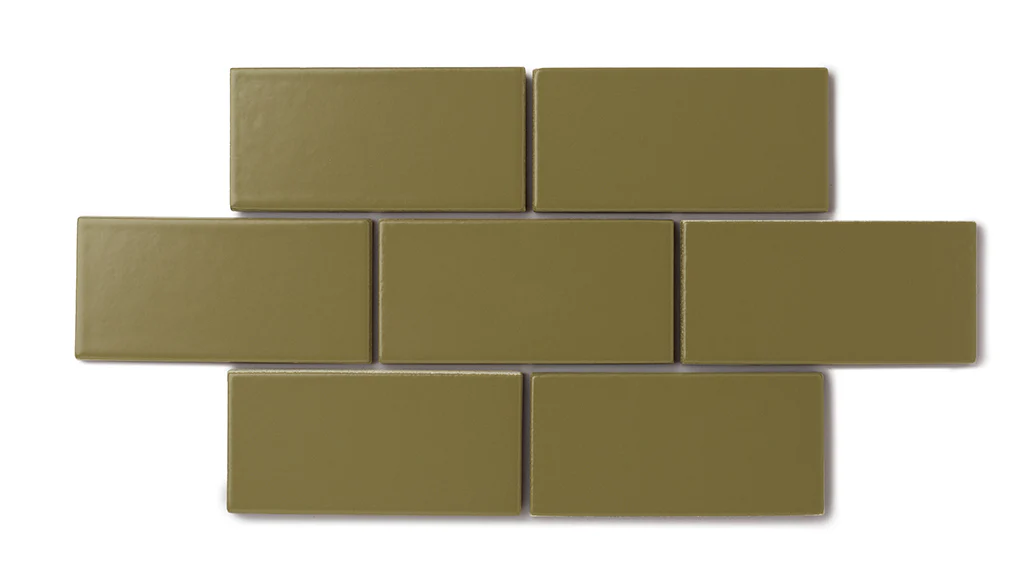 3x3 Straight Set Sheeted Natural Press Ceramic Mosaic Tile in Sap Green Matte - Storm Tile LLC