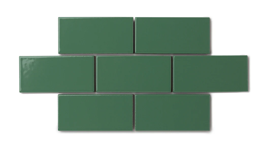 2x2 Straight Set Sheeted Natural Press Ceramic Mosaic Tile in Viridian Gloss - Storm Tile LLC