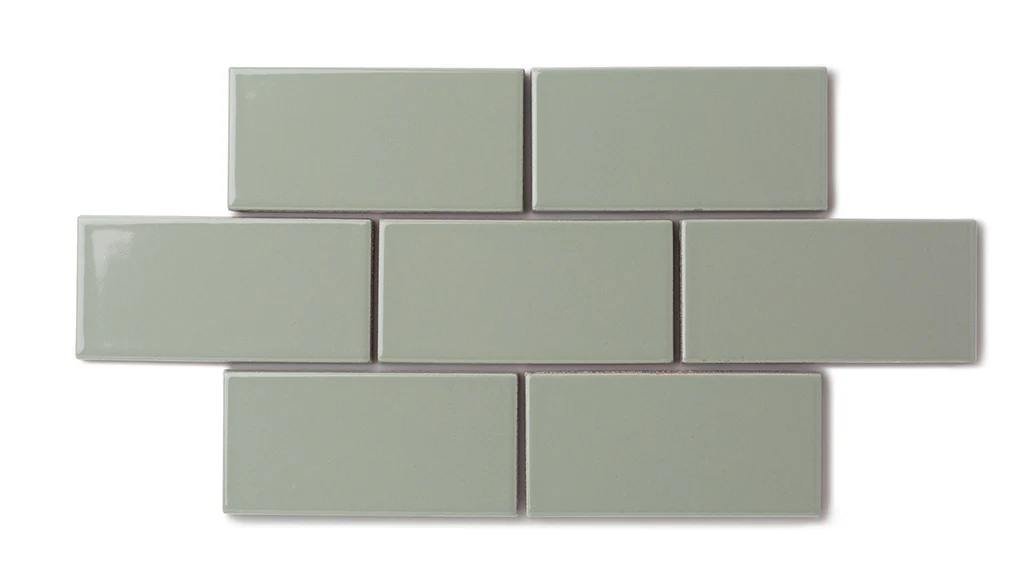 2x4 Straight Set Sheeted Natural Press Ceramic Mosaic Tile in Terre Verte Gloss - Storm Tile LLC