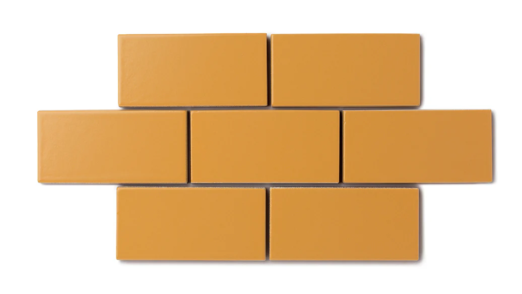 2x2 Straight Set Sheeted Natural Press Ceramic Mosaic Tile in Yellow Ochre Matte - Storm Tile LLC