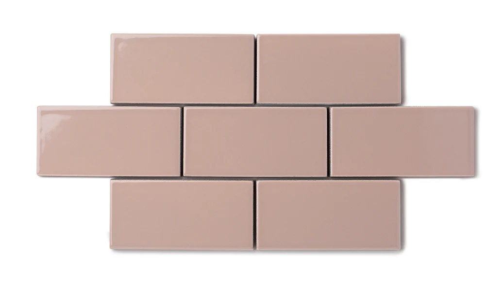 2x4 Straight Set Sheeted Natural Press Ceramic Mosaic Tile in Red Jasper Gloss - Storm Tile LLC