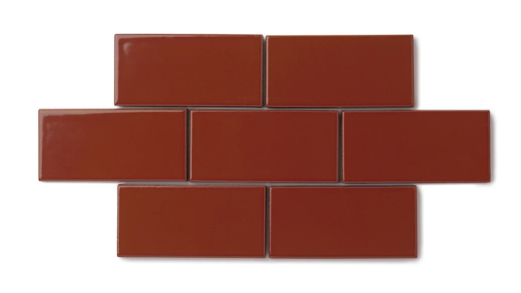 3x3 Straight Set Sheeted Natural Press Ceramic Mosaic Tile in Carmine Gloss - Storm Tile LLC