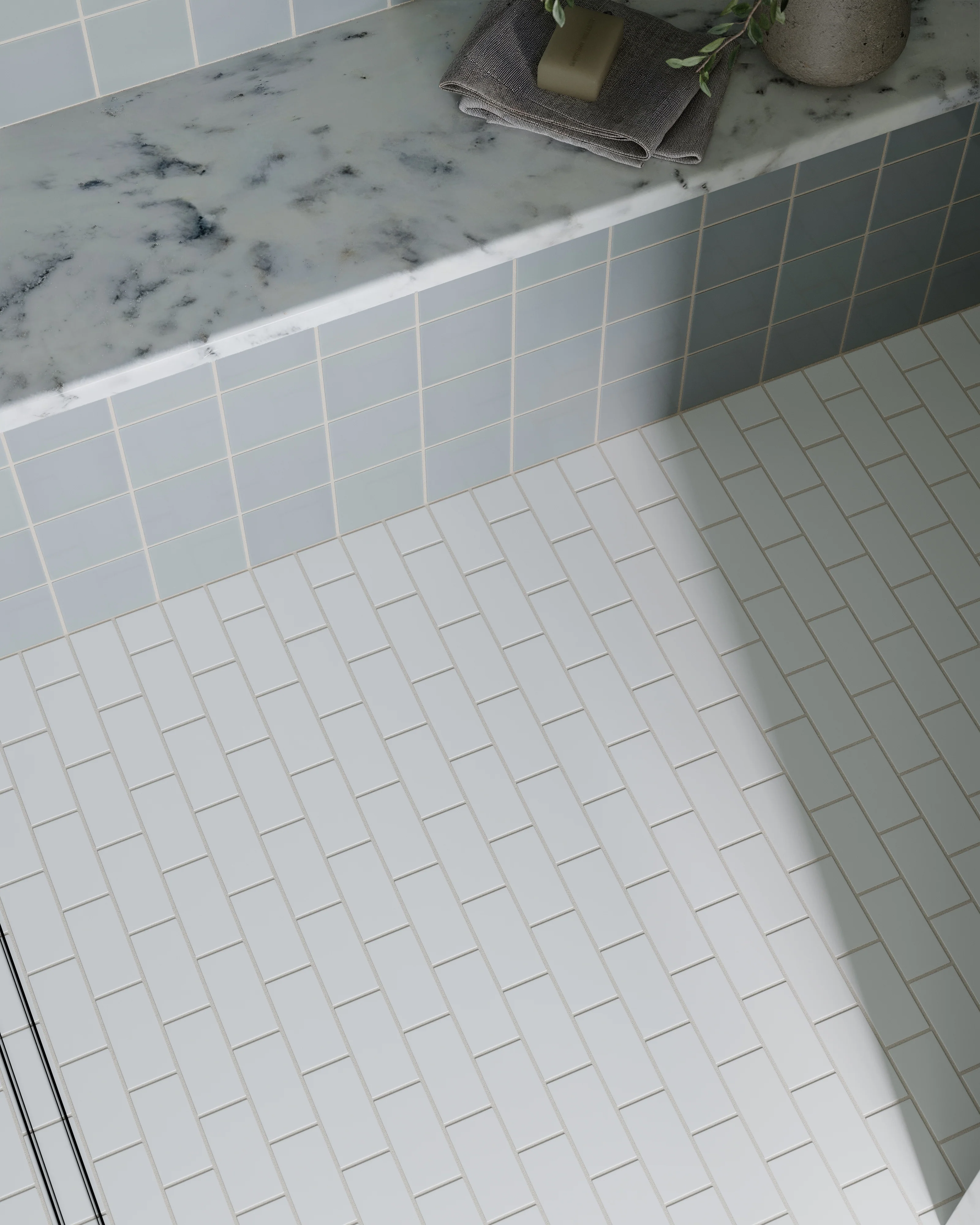 2x4 Half Offset Sheeted Natural Press Ceramic Mosaic Tile in Salt Creek Matte - Storm Tile LLC