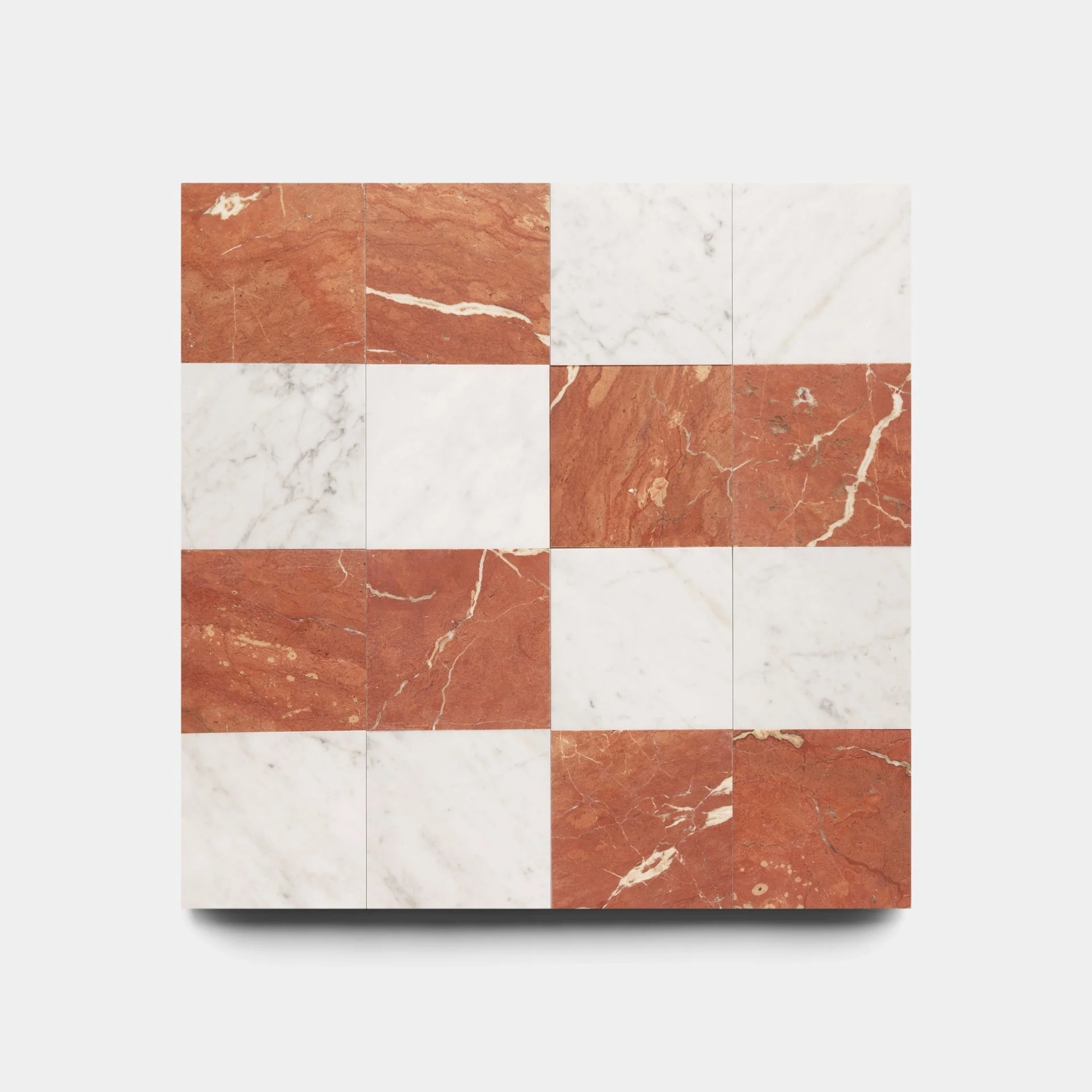 Piazzetta in Carrara + Rosso Alicante - Storm Tile LLC