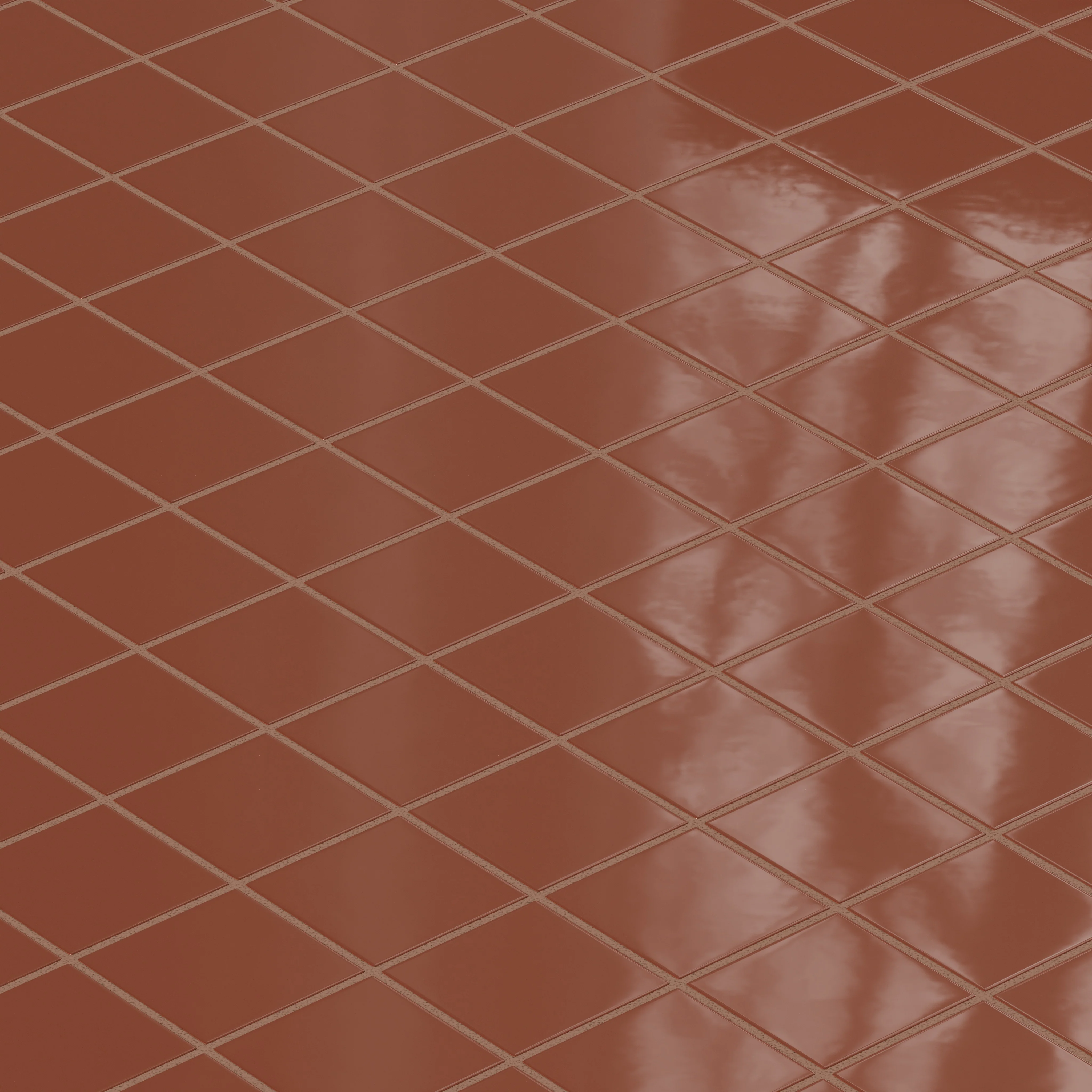 3x3 Straight Set Sheeted Natural Press Ceramic Mosaic Tile in Red Iron Oxide Gloss - Storm Tile LLC