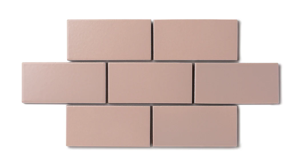 2x4 Half Offset Sheeted Natural Press Ceramic Mosaic Tile in Red Jasper Matte - Storm Tile LLC