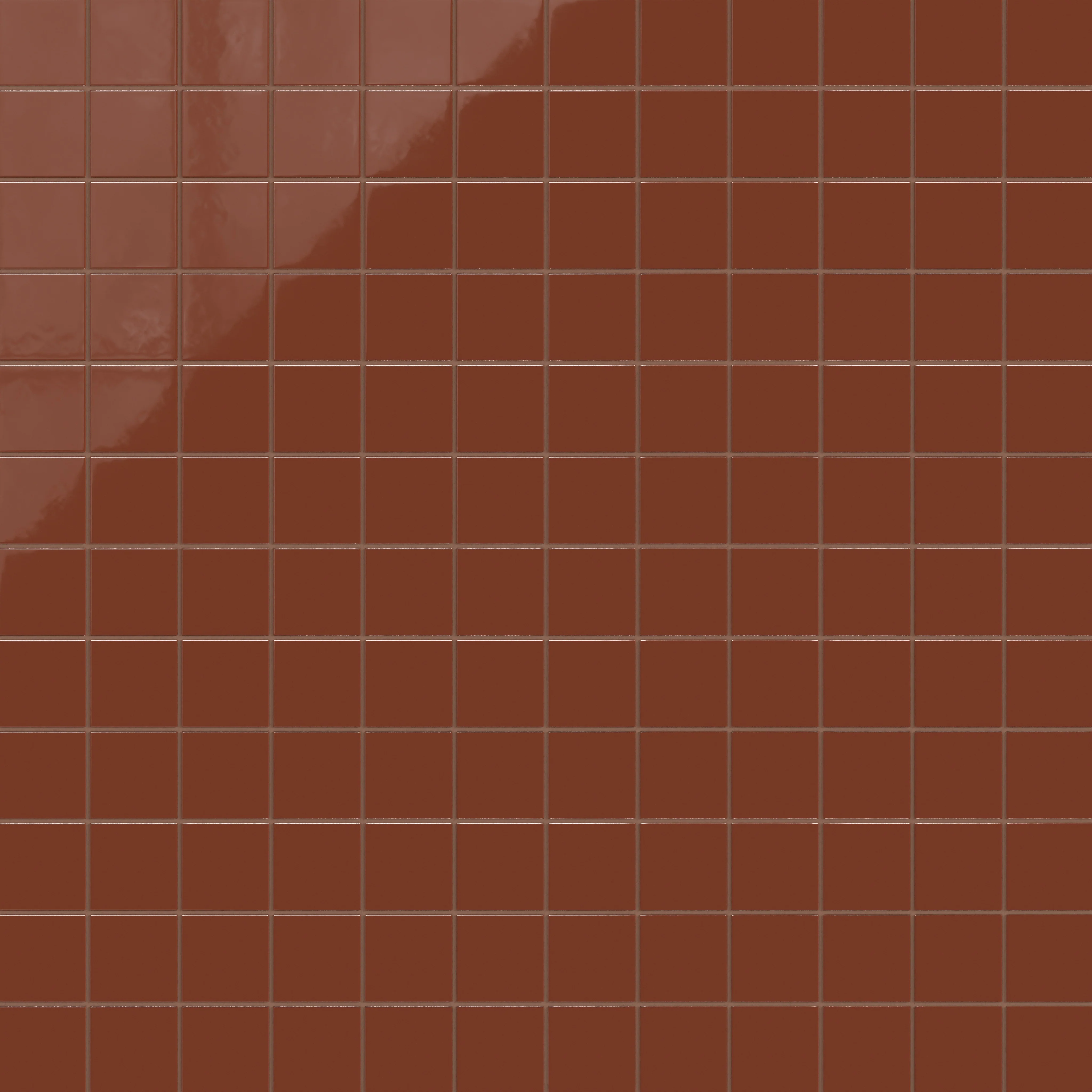 3x3 Straight Set Sheeted Natural Press Ceramic Mosaic Tile in Red Iron Oxide Gloss - Storm Tile LLC