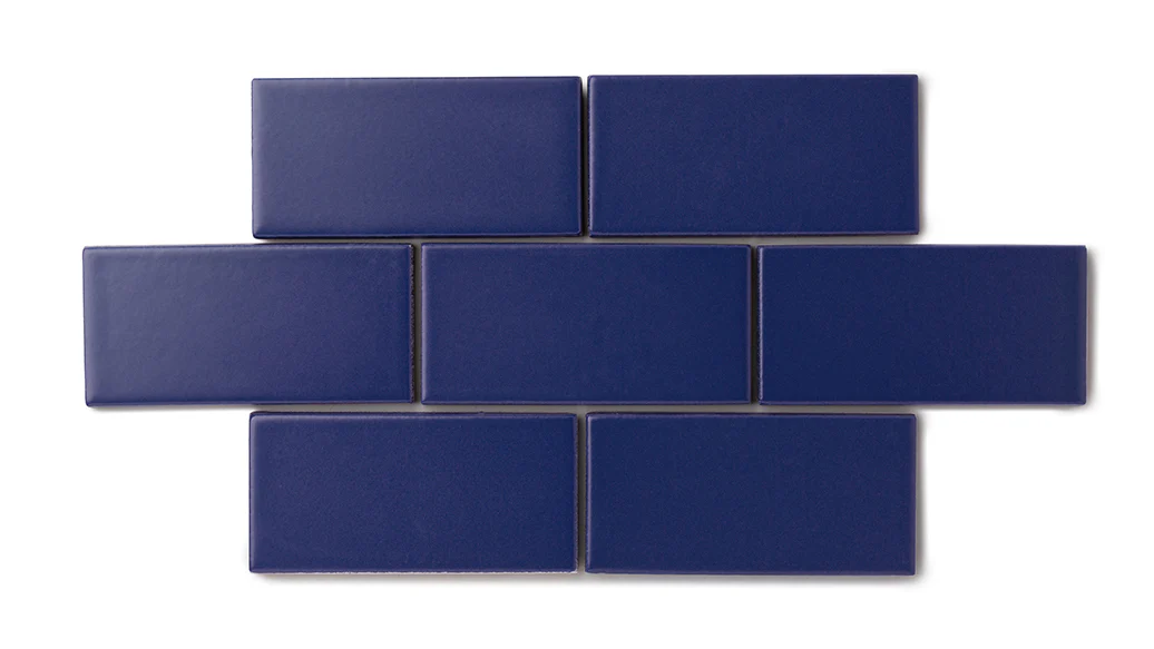 2x4 Half Offset Sheeted Natural Press Ceramic Mosaic Tile in Ultramarine Matte - Storm Tile LLC