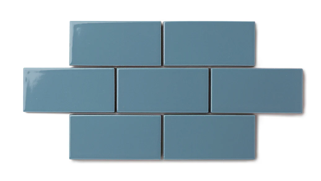 2x4 Half Offset Sheeted Natural Press Ceramic Mosaic Tile in Azurite Gloss - Storm Tile LLC
