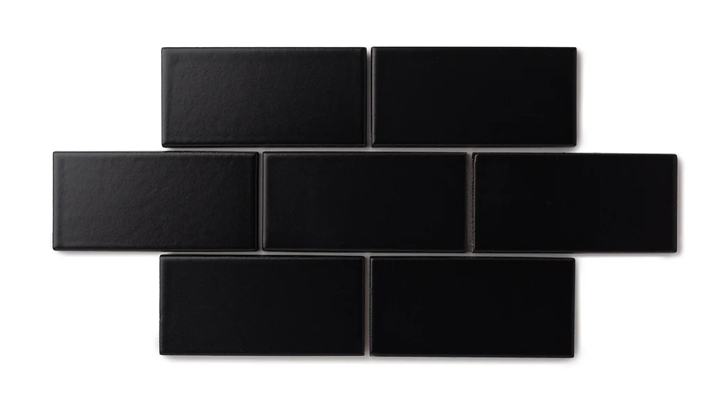 3x3 Straight Set Sheeted Natural Press Ceramic Mosaic Tile in Bone Black Matte - Storm Tile LLC