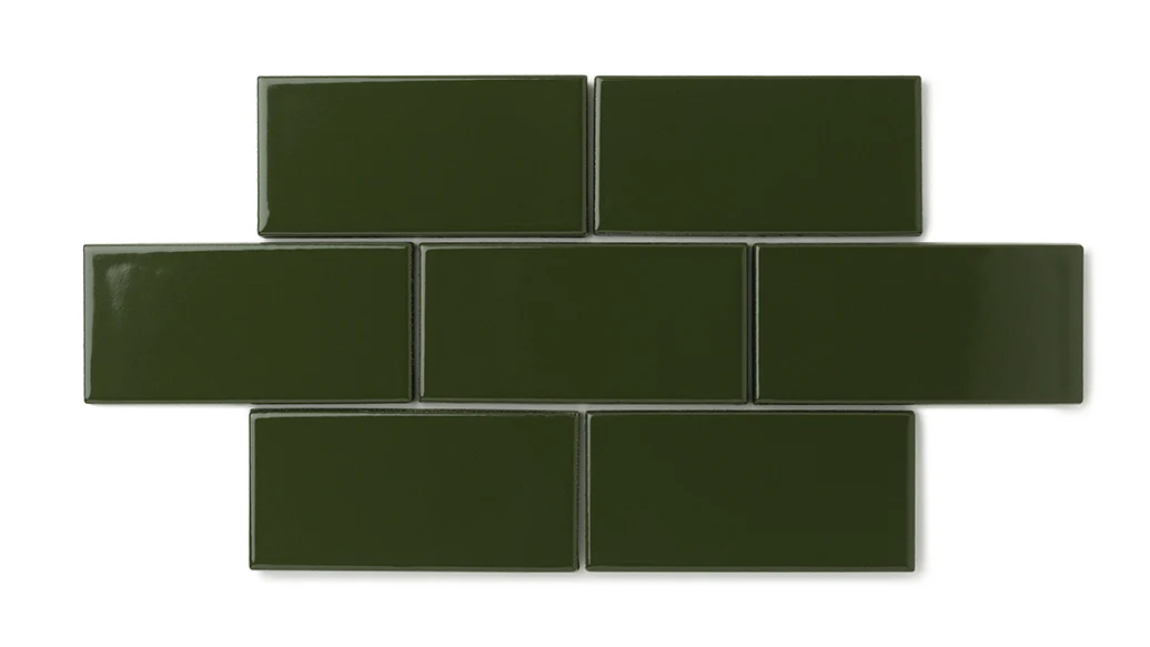 2x4 Straight Set Sheeted Natural Press Ceramic Mosaic Tile in Green Apatite Gloss - Storm Tile LLC