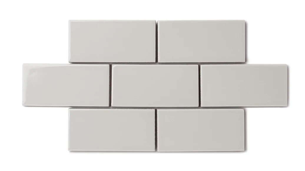 2x4 Half Offset Sheeted Natural Press Ceramic Mosaic Tile in Titanium Grey Gloss - Storm Tile LLC
