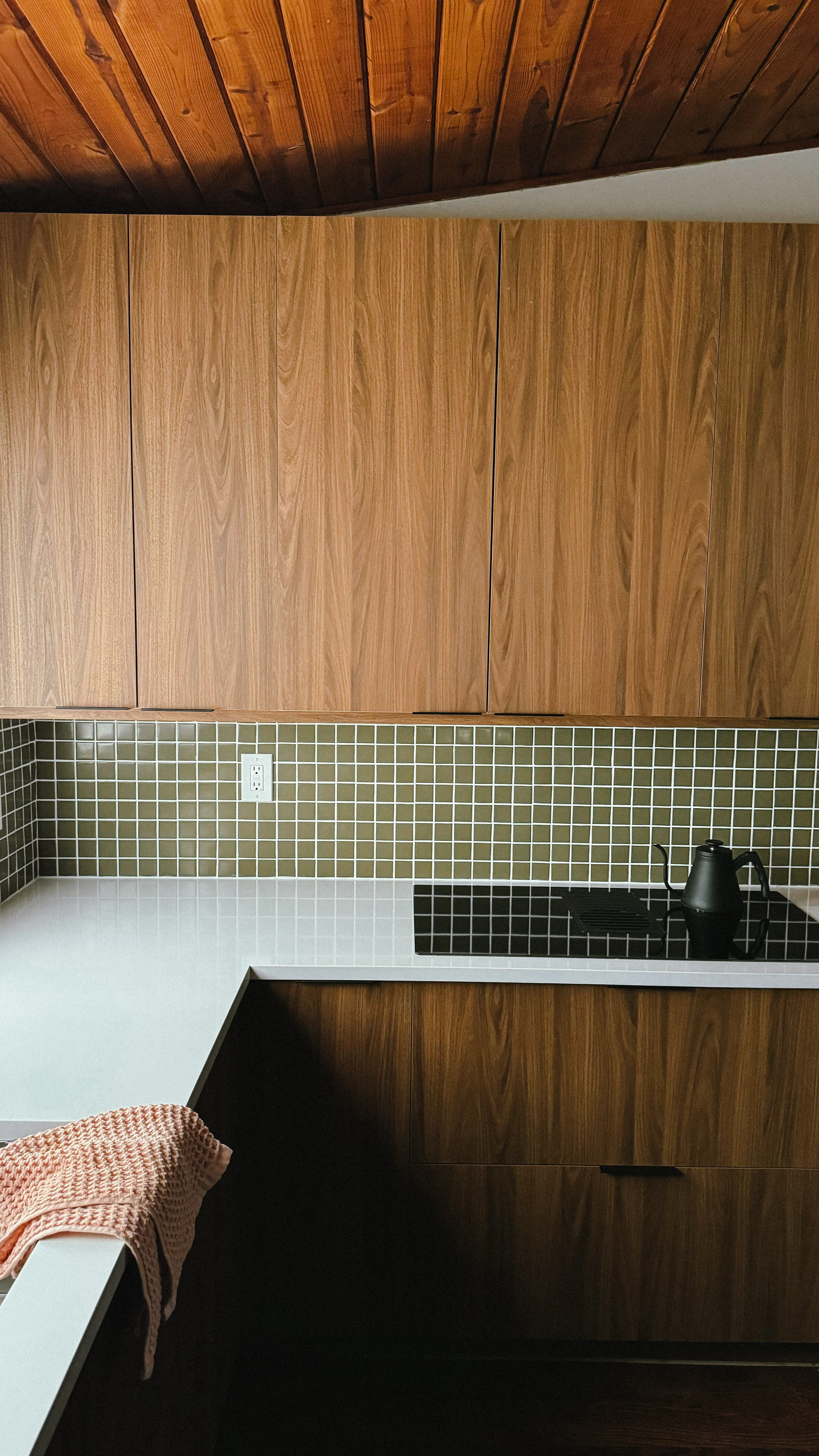 2x2 Straight Set Sheeted Natural Press Ceramic Mosaic Tile in Sap Green Matte - Storm Tile LLC