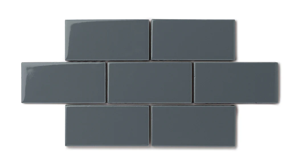 2x4 Half Offset Sheeted Natural Press Ceramic Mosaic Tile in Indigo Gloss - Storm Tile LLC