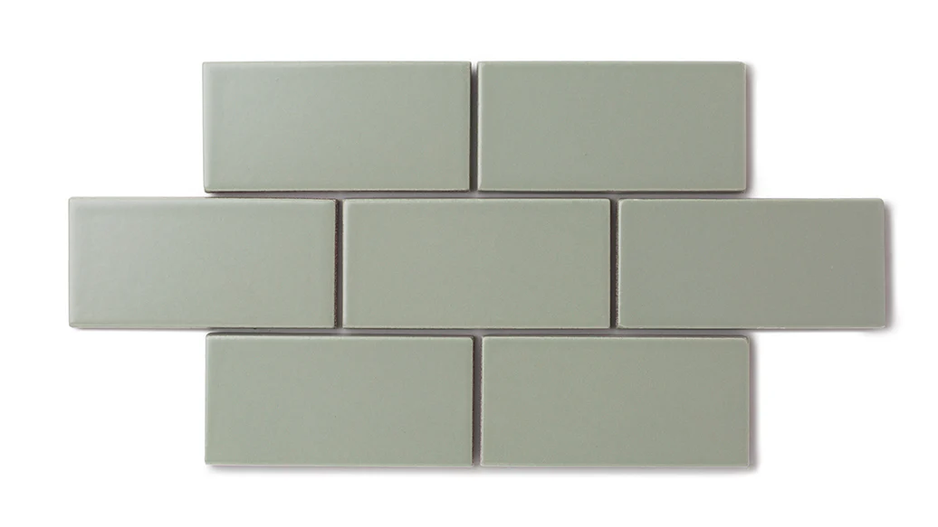 2x4 Straight Set Sheeted Natural Press Ceramic Mosaic Tile in Terre Verte Matte - Storm Tile LLC