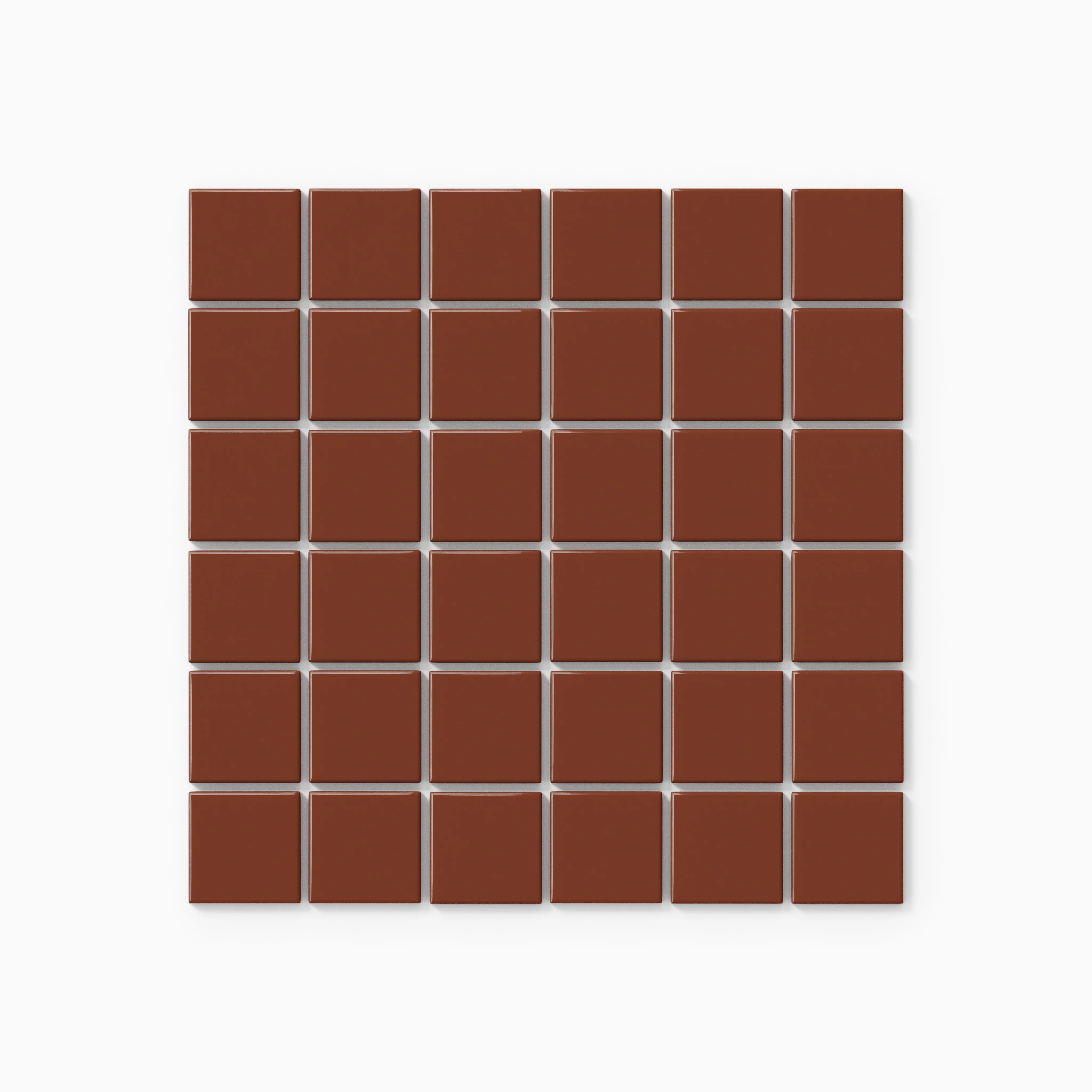 2x2 Straight Set Sheeted Natural Press Ceramic Mosaic Tile in Red Iron Oxide Gloss - Storm Tile LLC
