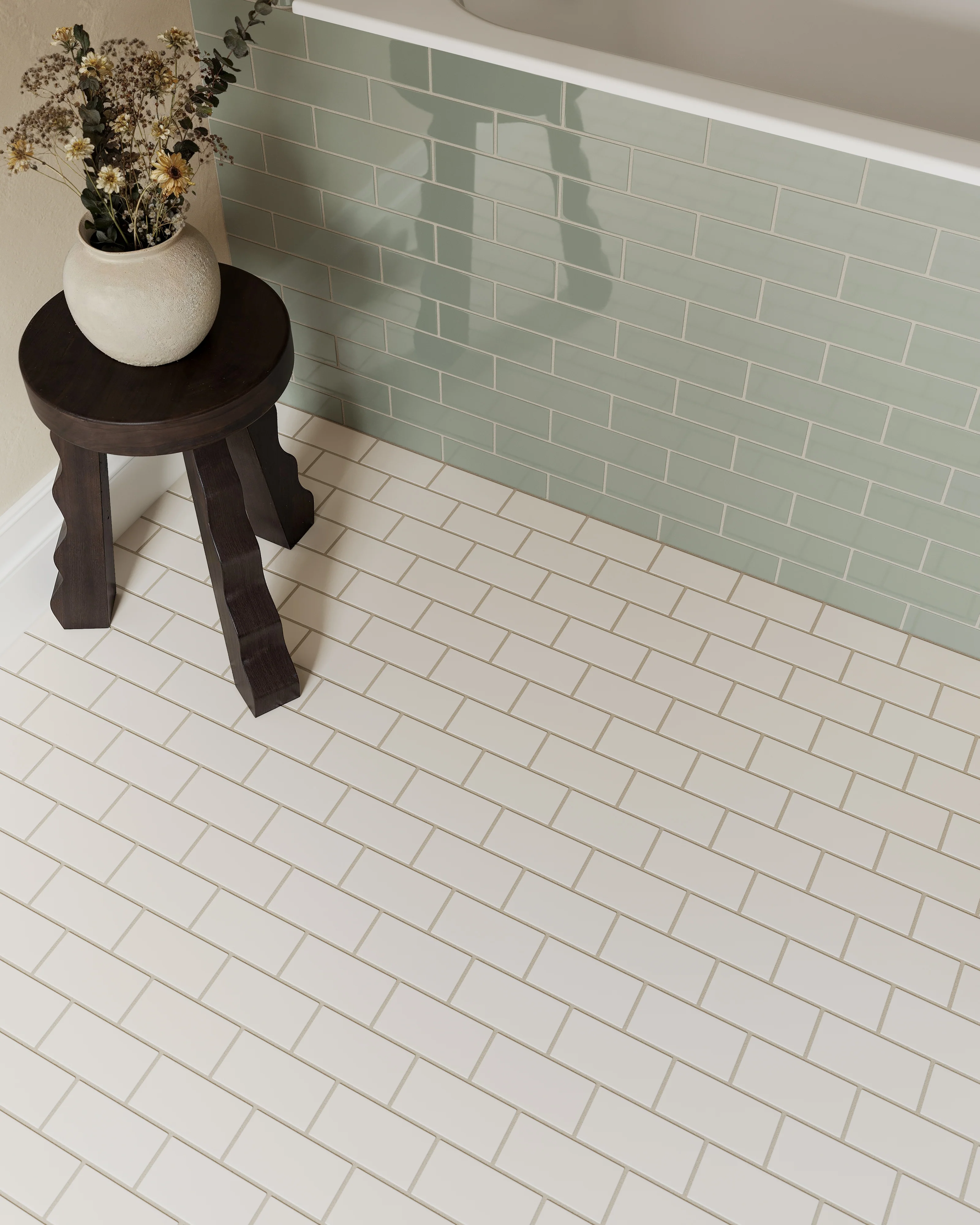 2x4 Half Offset Sheeted Natural Press Ceramic Mosaic Tile in Pearl Matte - Storm Tile LLC