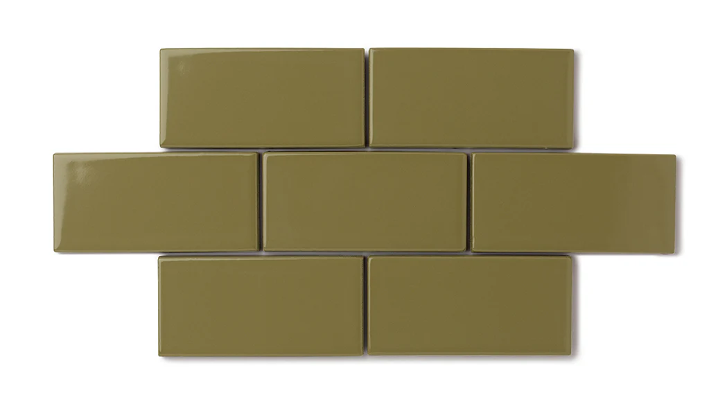 3x3 Straight Set Sheeted Natural Press Ceramic Mosaic Tile in Sap Green Gloss - Storm Tile LLC
