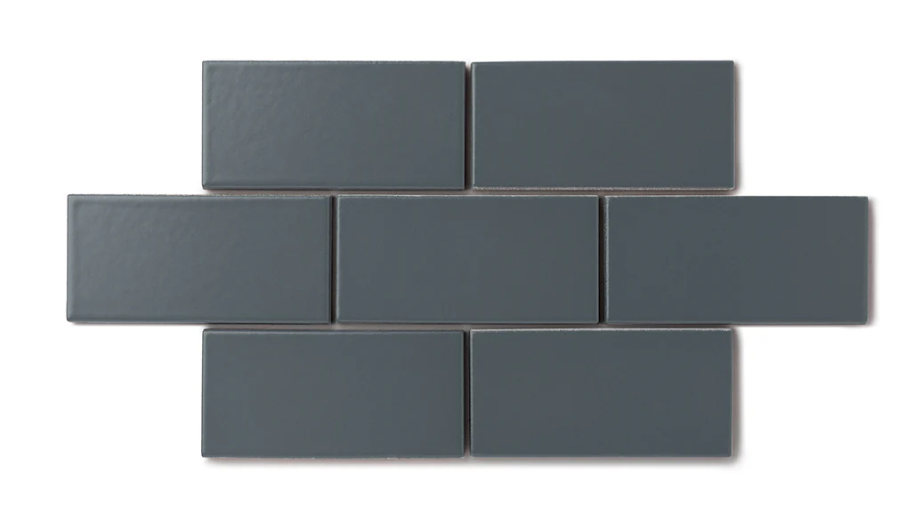 2x4 Half Offset Sheeted Natural Press Ceramic Mosaic Tile in Indigo Matte - Storm Tile LLC