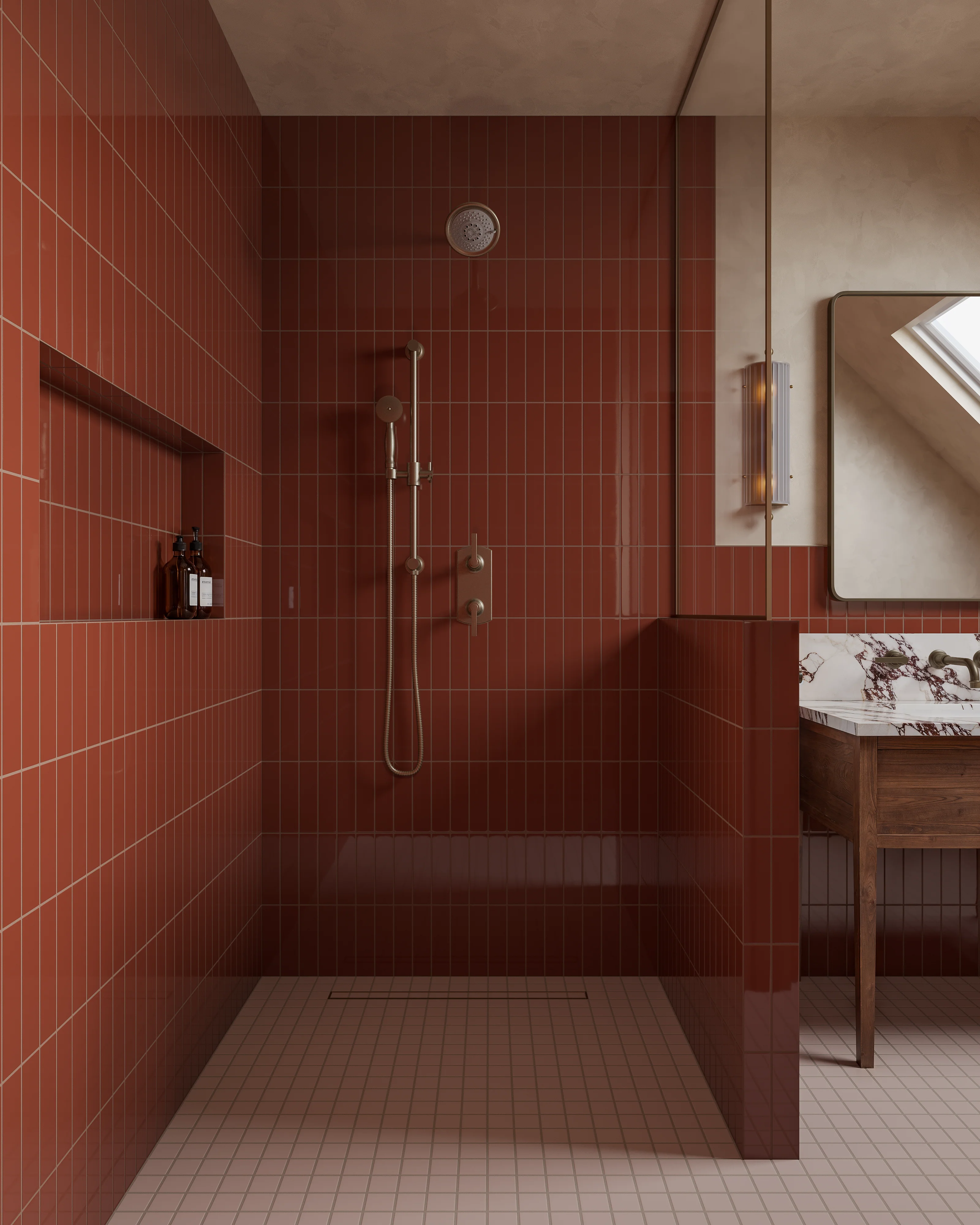 2x2 Straight Set Sheeted Natural Press Ceramic Mosaic Tile in Tyrian Purple Matte - Storm Tile LLC