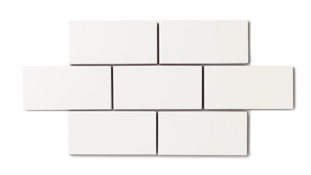 2x4 Straight Set Sheeted Natural Press Ceramic Mosaic Tile in Flake White Matte - Storm Tile LLC