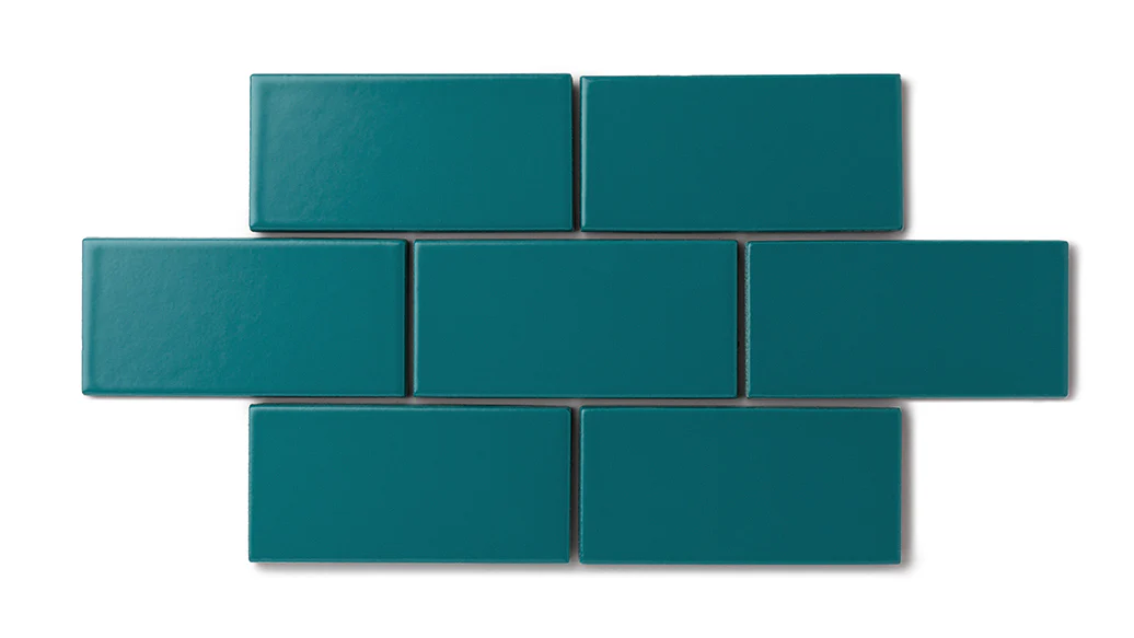2x4 Straight Set Sheeted Natural Press Ceramic Mosaic Tile in Maya Blue Matte - Storm Tile LLC